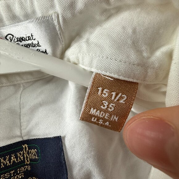 Gitman Bros TTX Pinpoint USA Point Cotton Oxford 15.5 35 White Button Up Men - Picture 5 of 16